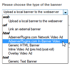 Select the "In-Banner Video" custom type