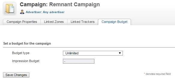 Campaign Budget Screen